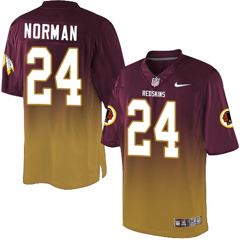 Men's Limited Josh Norman Nike Jersey Burgundy Red/Gold - #24 Fadeaway NFL Washington Redskins